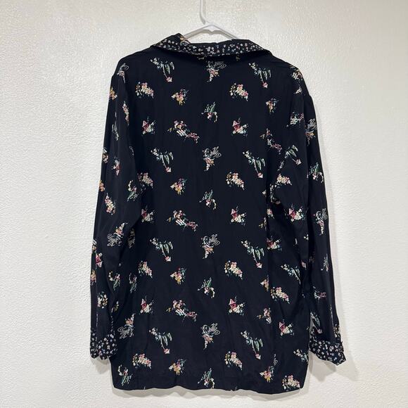 David Wayne Women's Vintage Black Floral Blazer Blouse Single Button Medium - Picture 3 of 6